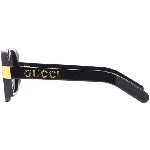 Pre-owned Gucci Women's Sunglasses Grey Smoke Nylon Lens Black And Gold Frame Gg0318s 005 In Gray