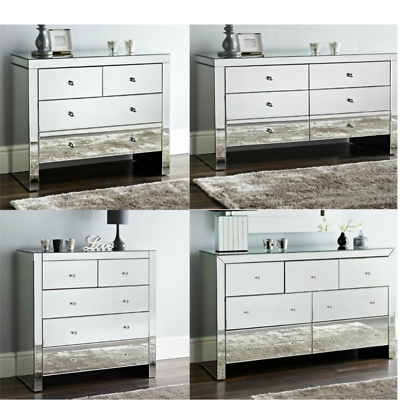 Mirrored chest on sale of drawers set