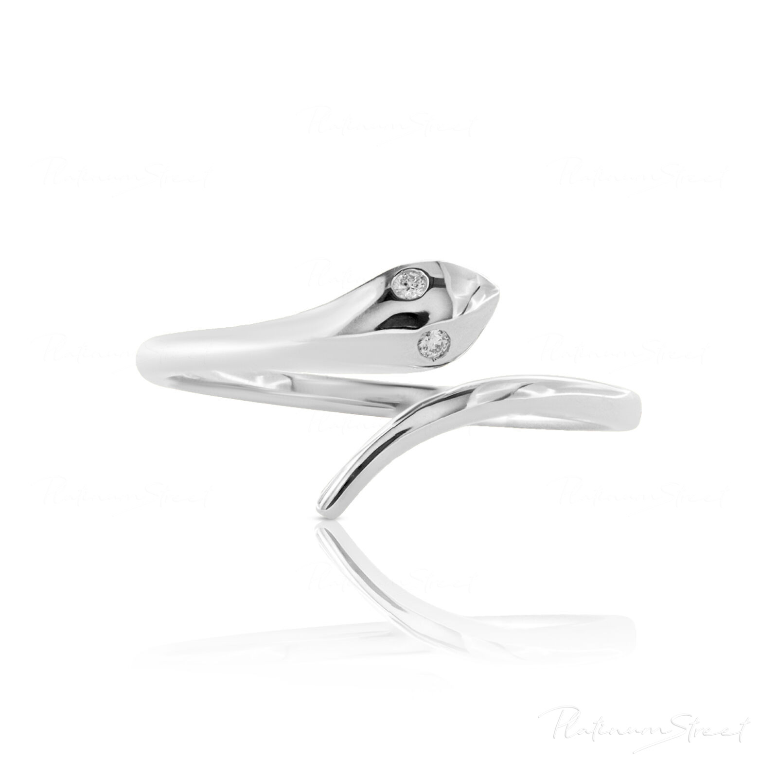 950 Platinum 0.02 Ct. Genuine Diamond Snake Cuff Ring Fine Jewelry Size-3 to 8US