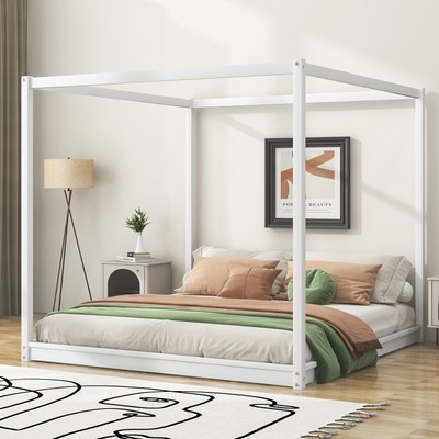 Platform Bed With Support Legs,white