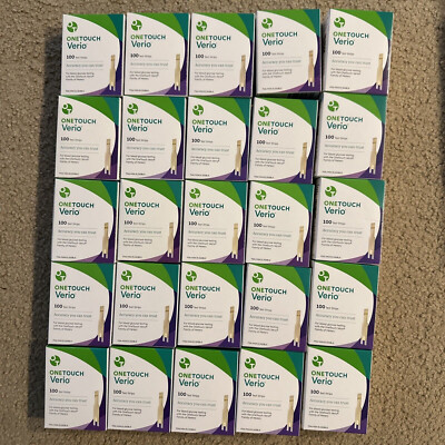 2500 ONE TOUCH VERIO Test Strips - 25 BRAND NEW BOXES of 100 Count 7-to 10-2025