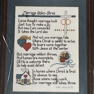 Imaginating Marriage Takes Three Counted Cross Stitch Kit #432   11x14 Religious