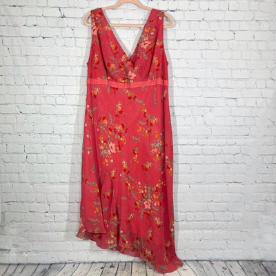 Vintage DBY Maxi Midi Dress Womens Plus 18W Orange Empire Waist Prairie Cottage