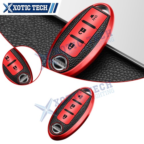 Soft Red TPU+Leather Full Cover Skin Protector Case For Nissan Pathfinder Rogue