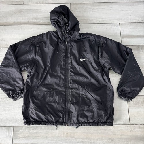 Vintage Nike Jacket Mens XL Black Gray Swoosh Logo