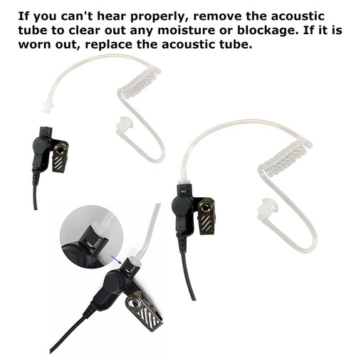 3.5mm Police Listen Only Earpiece Acoustic Tube Headset for Motorola Mic Speaker