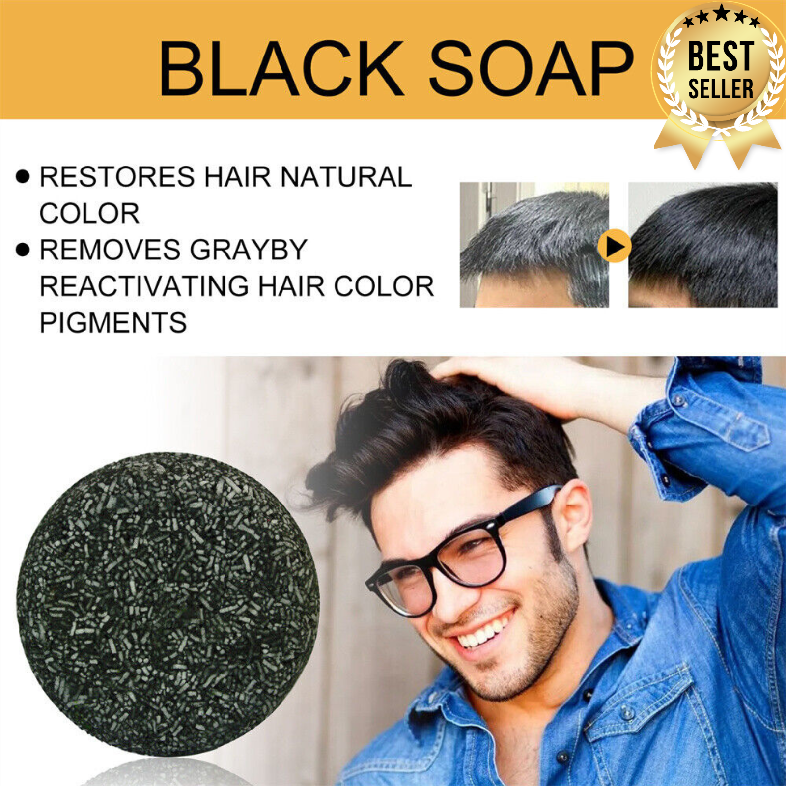 3Pcs Spartan Gray Hair Reverse Bar Mane Gray Reverse Bar Hair Darken Bar Soap