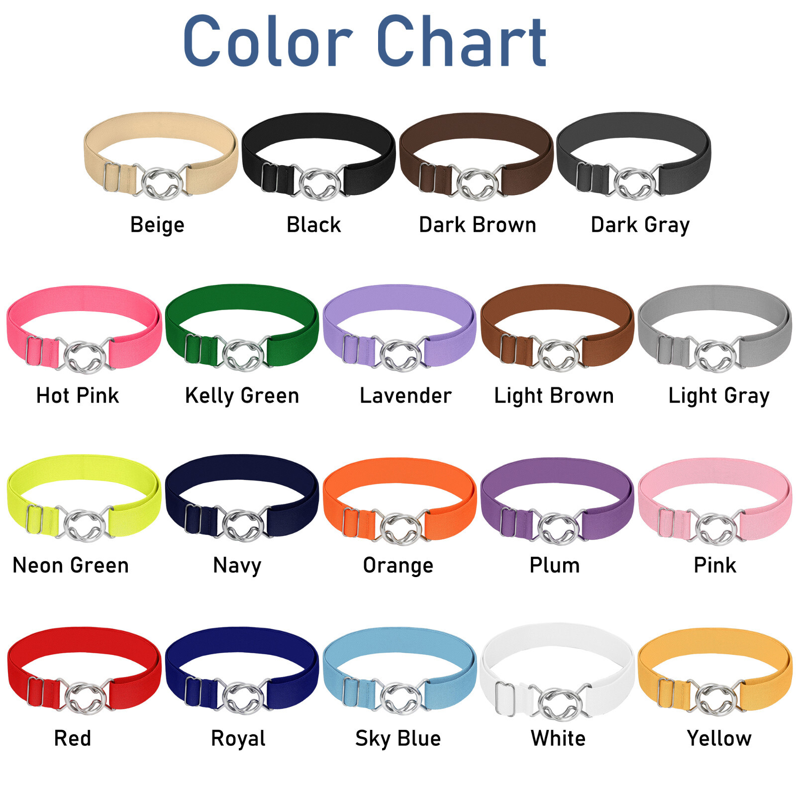 Falari Women Stretch Belt Adjustable Web Metal Buckle All Occasion Dress Belt