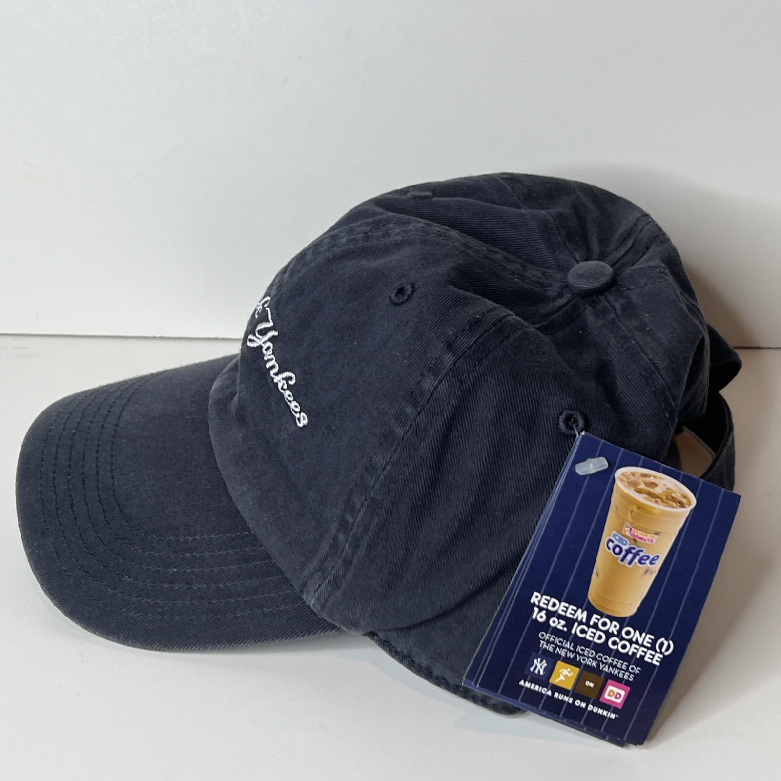 New York Yankees Dunkin Donuts Hat 09 World Series Champ Distressed Blueish Gray