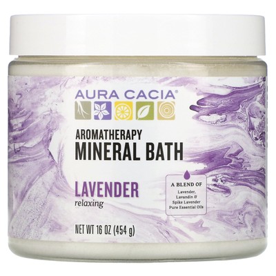 Aura Cacia Aromatherapy Mineral Bath Relaxing Lavender 16 унций 454 г Не тестировалось на