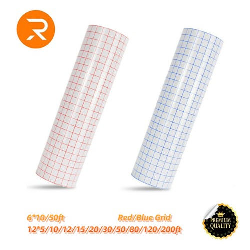 HTVRONT Vinyl Transfer Tape Roll for Cricut with Grid Red/Blue Multi-size