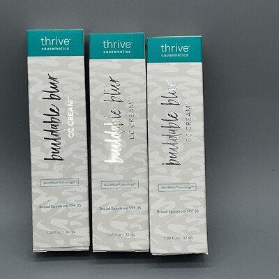 3X  THRIVE CAUSEMETICS Buildable Blur CC Cream 1 oz. SPF35 LIGHT EXP 8/24
