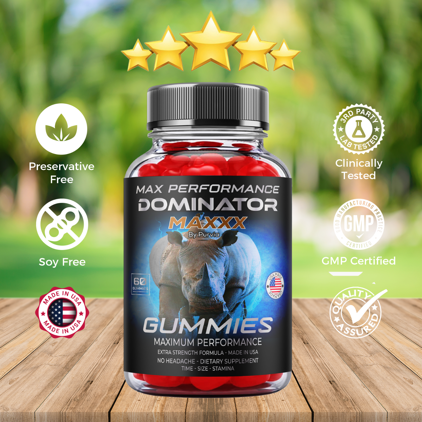 (5 Pack) Dominator Maxx Gummies For Men - Dominator Max Gummies Advanced Formula