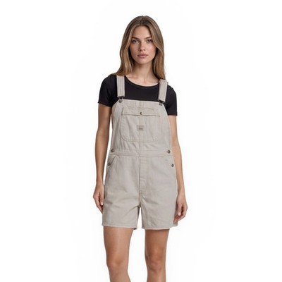 Lee Shortalls Women's Size Medium Beige Riveted Cotton Carpenter Overalls USA