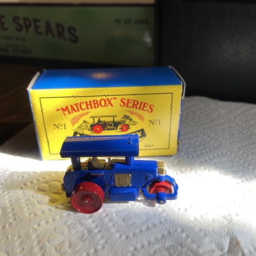 稀少　マッチボックス ロードウェイシリーズR-1 LESNEY matchbox Matchbox Series A Moko Lesney No. 1 Vtg Blue Road Roller