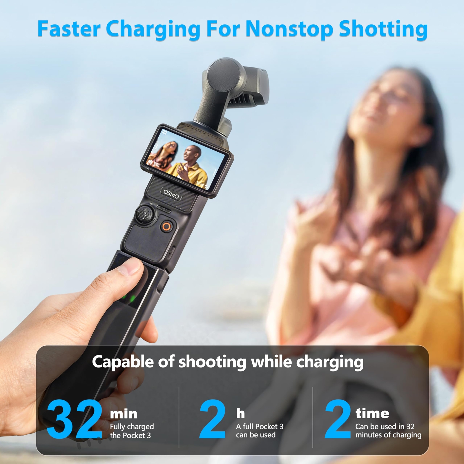 4000mAh Power Bank for DJI OSMO Pocket 3 Extension Rod Fast Charge Battery Grip