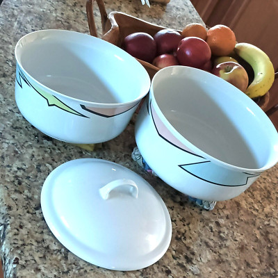 Vintage Jlmenau Von Henneberg Porcelain Soup w/Lid & Salad Bowls Made in Germany