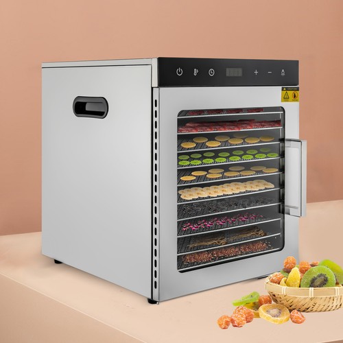 10 Tray Food Dehydrator with Stainless Steel Racks, Temp + Time Control 800W