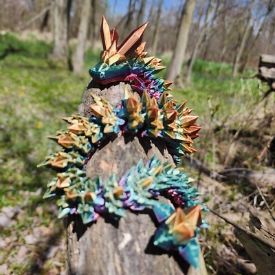 3D Printed Articulating Crystal Dragon - Mythical Fantasy Decor, Customizable,