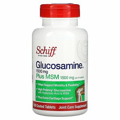 Schiff Glucosamine Plus MSM 150 Таблетки, покрытые оболочкой, без молока, без искусственных ароматизаторов,