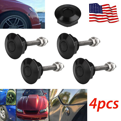 4X Quick Latch Push Button Racing Car Hood Pin Bonnet Lock Bumper Clip Universal