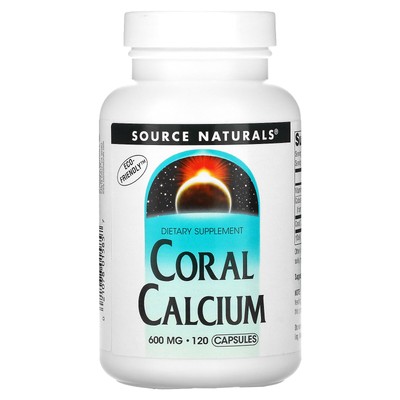 Source Naturals Coral Calcium 600 мг 120 капсул без молока, экологически чистые,