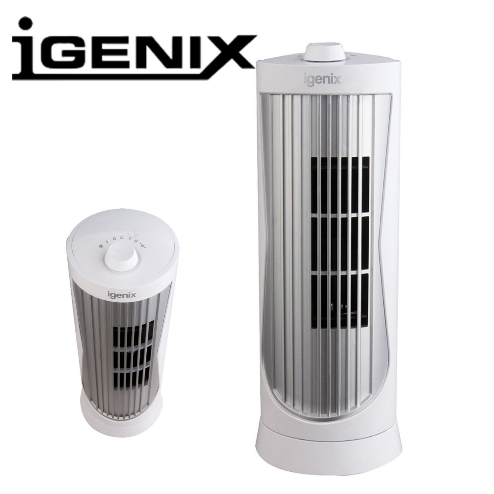 Igenix Oscillating Mini Bedside Desktop Tower Fan Quiet Silent 12 Igenix Oscillating Mini Bedside Desktop Tower Fan Quiet Silent 12 White Silver 25 49