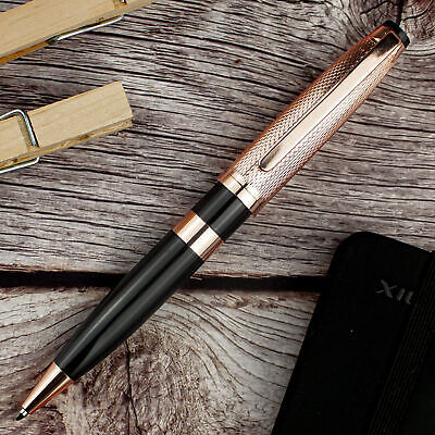 Executive Black Lacquer & Rose Gold Cross Grid Ballpoint Pen, Schmidt Refill
