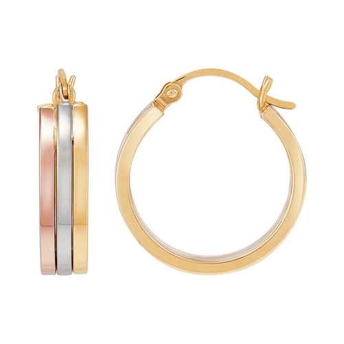 Pre-owned Welry 20mm Three-tone Triple Hoop Earrings In 14k Gold In Multi