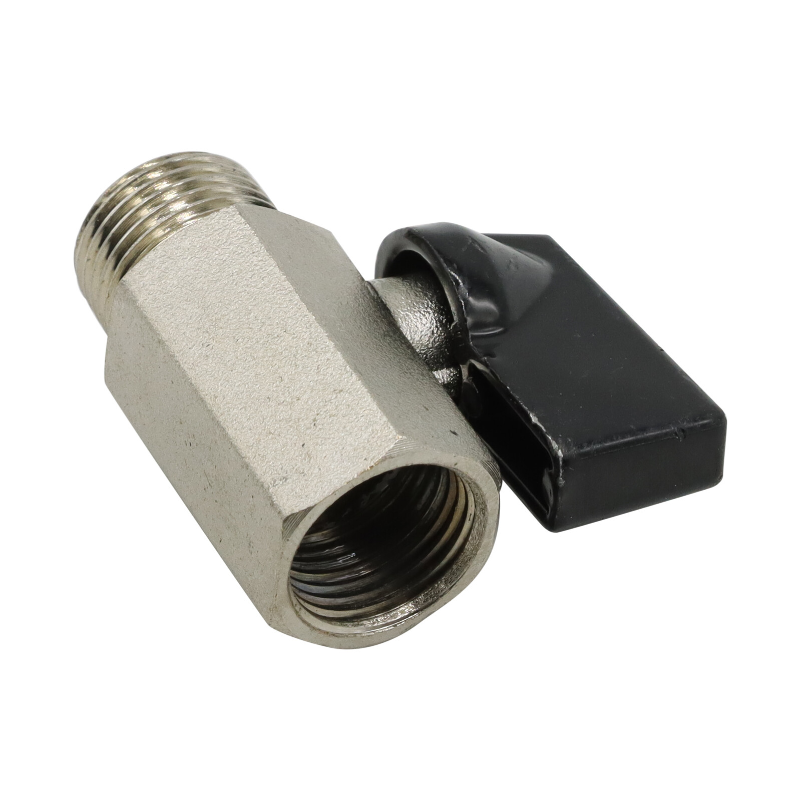 3/8 NPT Brass Mini Ball Valve, 1 Pack NPT Female to Male Shut-Off Valve, Black