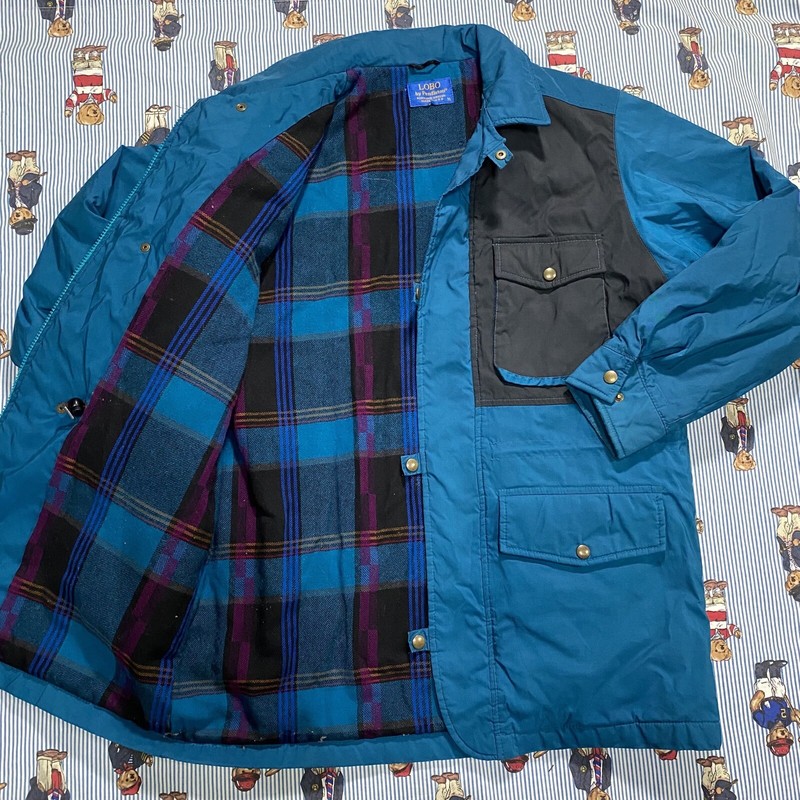 VTG Lobo by PENDLETON Wool Lined Full Zip Jacket Coat Adult MEDIUM Teal Blue USA