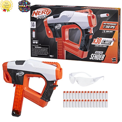 Nerf Pro Sender Half-Length Dart Blaster, 30 Nerf Pro Half-Length Darts, 1 Magaz