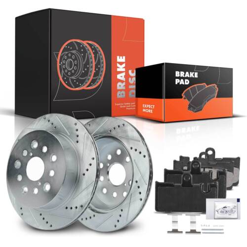 Rear Drilled Rotors and Ceramic Brake Pads for Lexus LS430 2