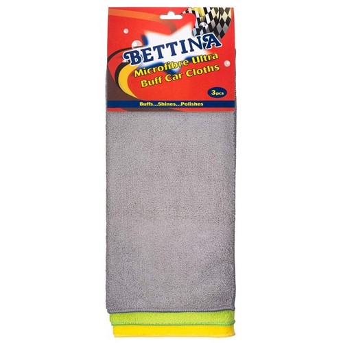 Bettina Microfibre Ultra Buff Car Cloths 3 Pack