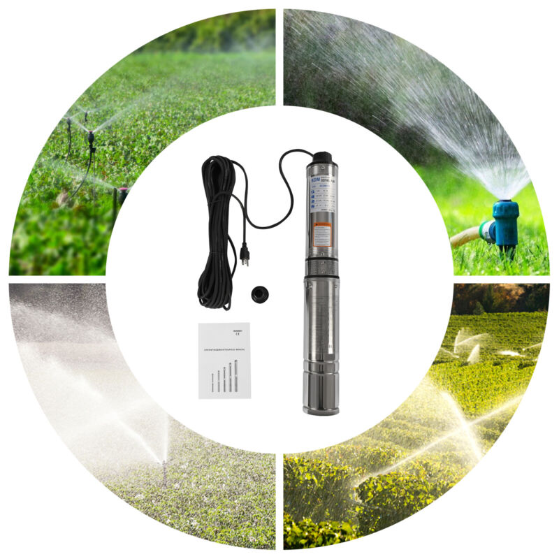 3420r/min 0.5HP 370W Submersible Pump 3.6m³/h Stainless Steel Deep Well Pump 