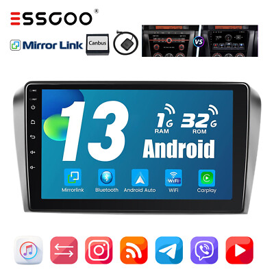 9'' Android 13 32G Apple Carplay Stereo GPS Nav Wifi BT FM For Mazda 3 2003-2009