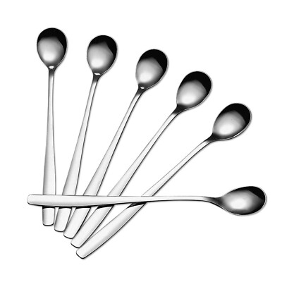 6er Set Cocktaillöffel 19cm Edelstahl Joghurtlöffel Langstiellöffel Eislöffel