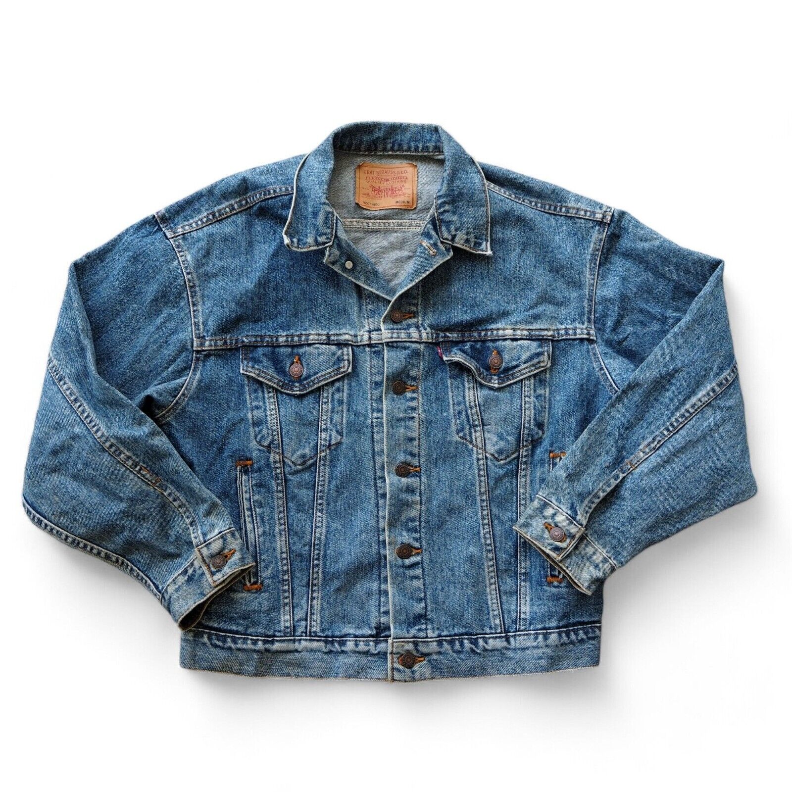 Levi Strauss Vintage 90s Denim Trucker Jacket Medium Wash Levi Strauss Vintage 90s Denim Trucker Jacket Medium Wash