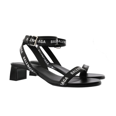 Pre-owned Balenciaga Round Sandals L40 In Black,white