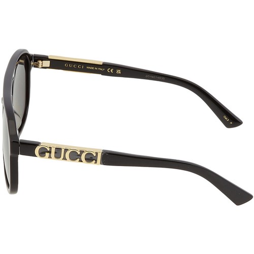 Pre-owned Gucci Men's Sunglasses Polarized Lens Black Acetate Pilot Frame Gg1188s 001 In Gray