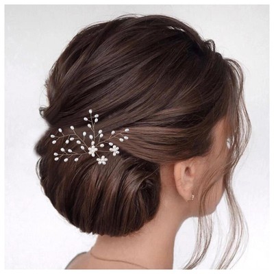 Pearl Wedding Hairpins Barrette Pearl Flower Hair Pins Barrette Gold Pearl Br...
