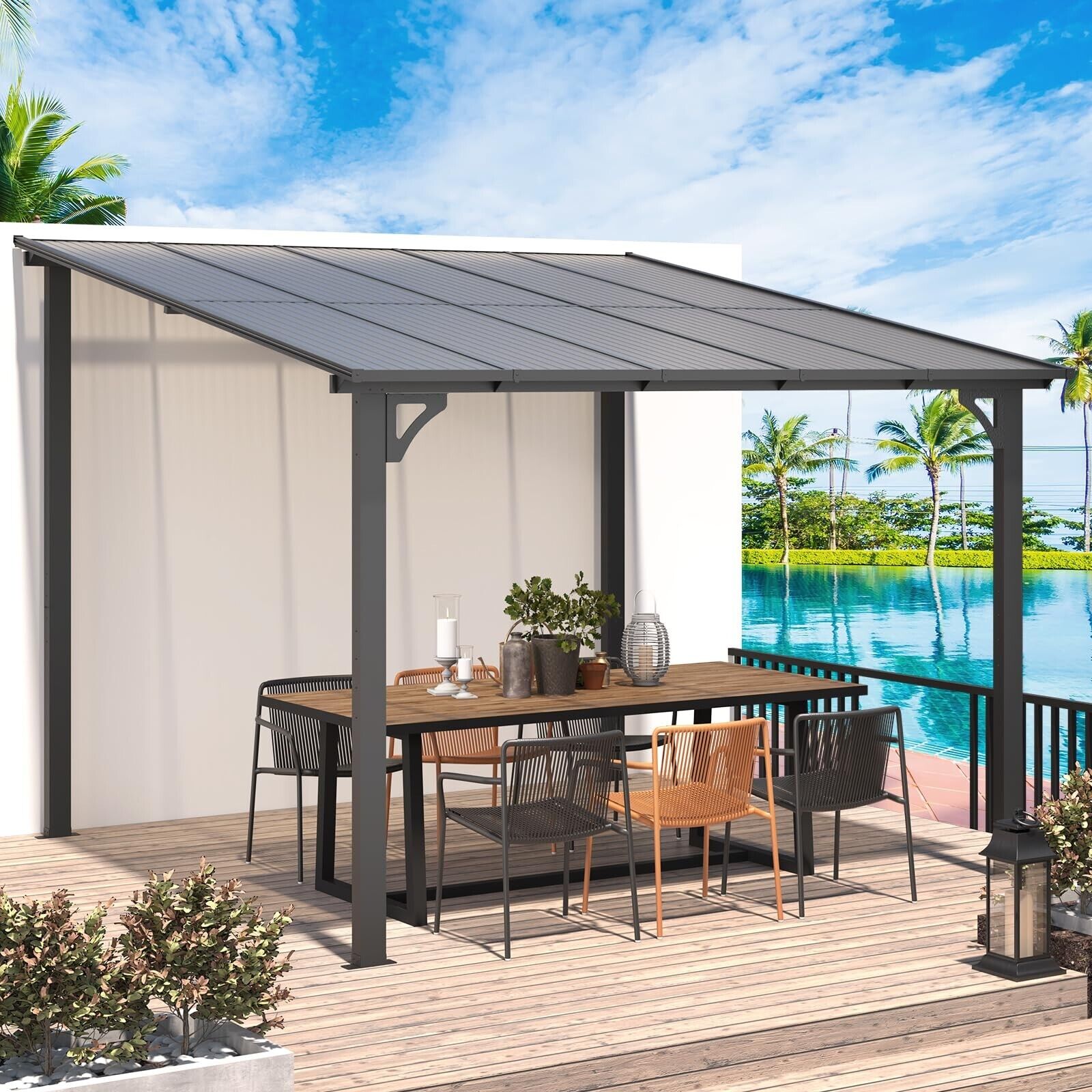 U-MAX Outdoor 10' x 10' Gazebo Pergola Wall-Mounted Lean to U-MAX Outdoor 10' x 10' Gazebo Pergola Wall-Mounted Lean to