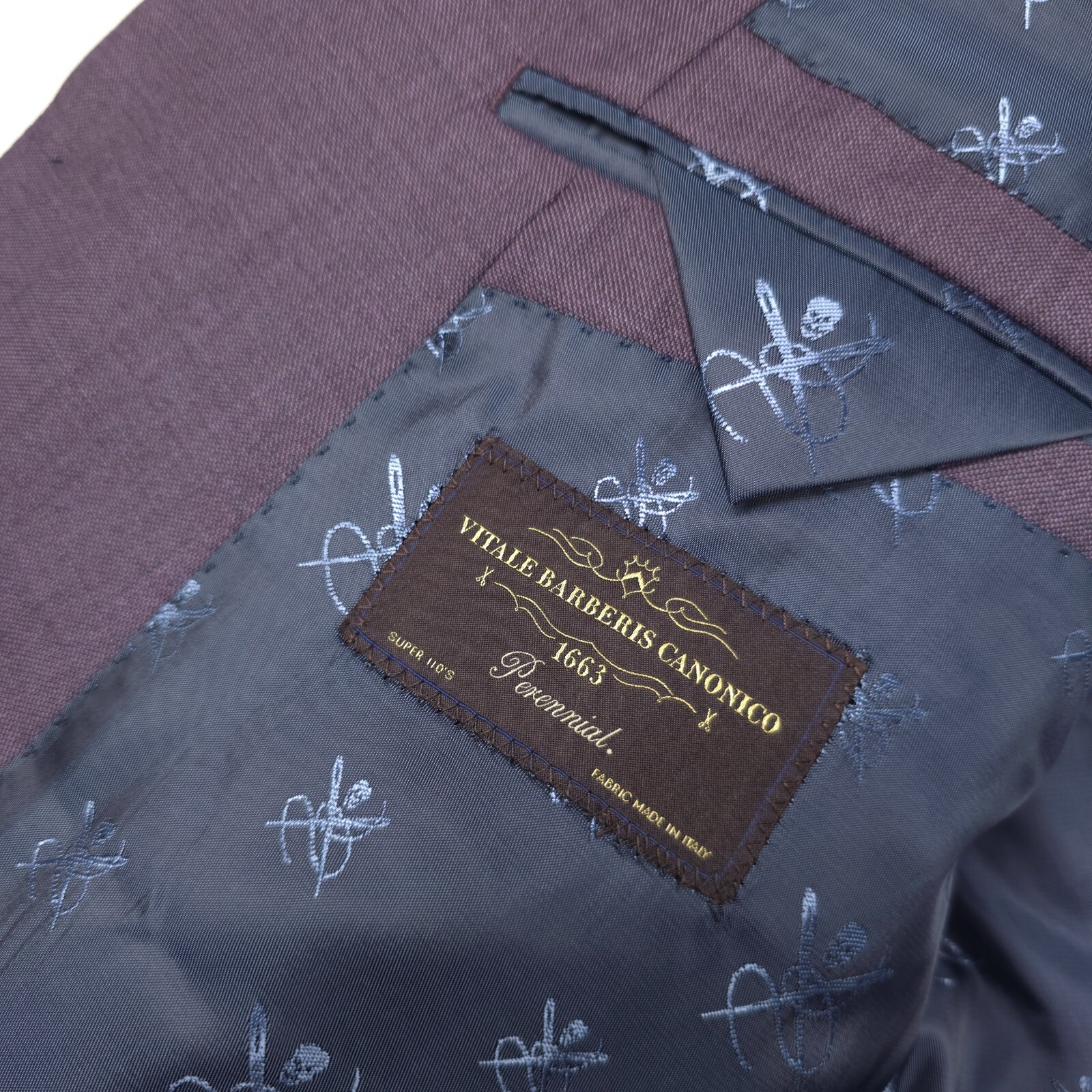Pre-owned John Varvatos Bleecker Purple Sharkskin Slim Fit Blazer Suit Jacket Mens 42r