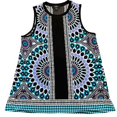 AGB Women s Tunic Size Large Geometric Sleeveless Top Career Business Blouse