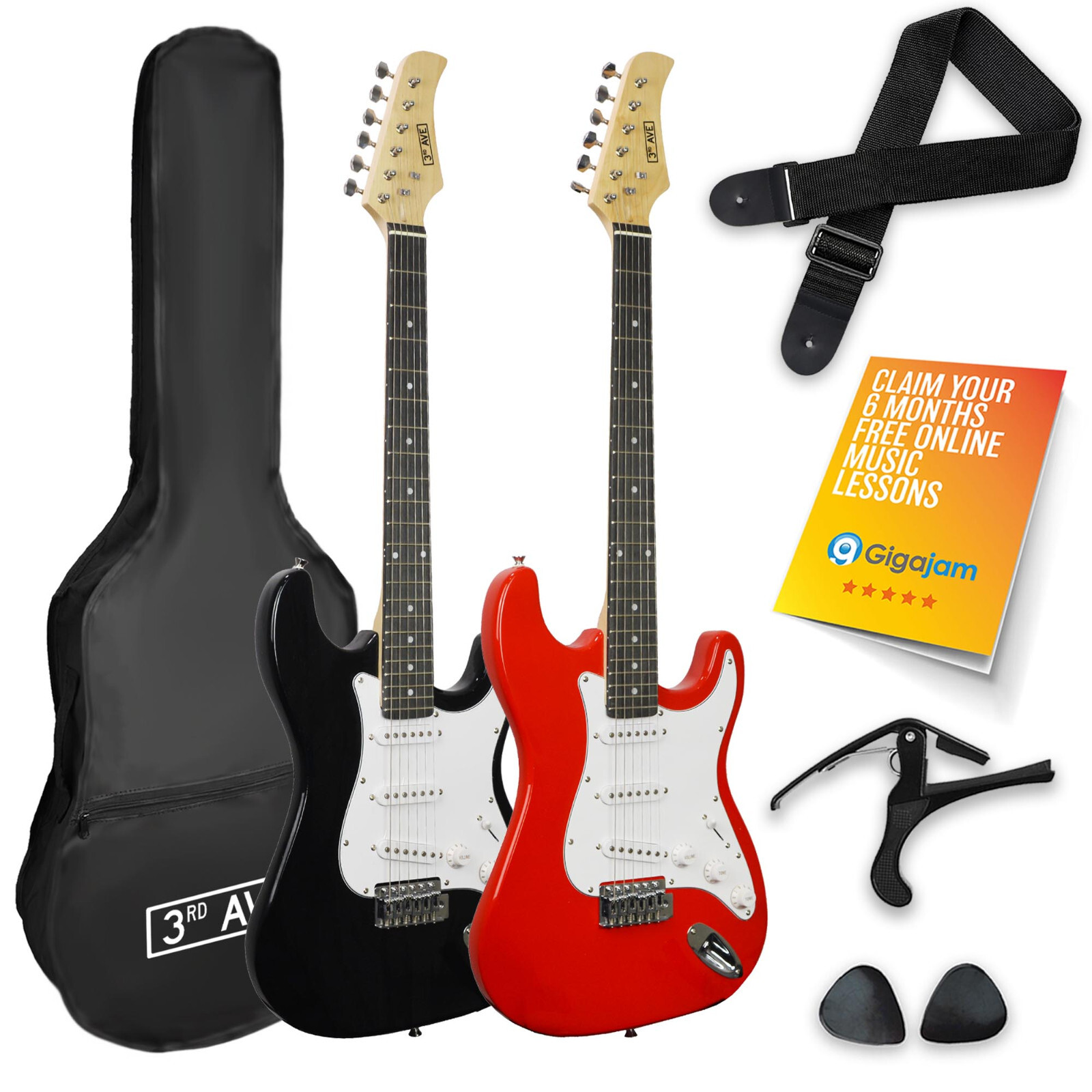 Electric Guitar 4/4 Size with Bag, Strap, Capo and Picks