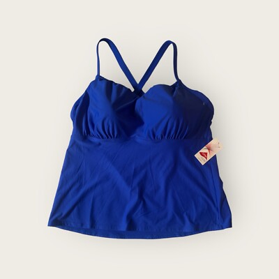 Lands End 22W Adjustable Swim Tankini Top Multiway Underwire Royal Cobalt Blue