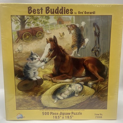 500 piece jigsaw Puzzle Best Buddies Farm Landscape Horse & Kittens NEW SEALED