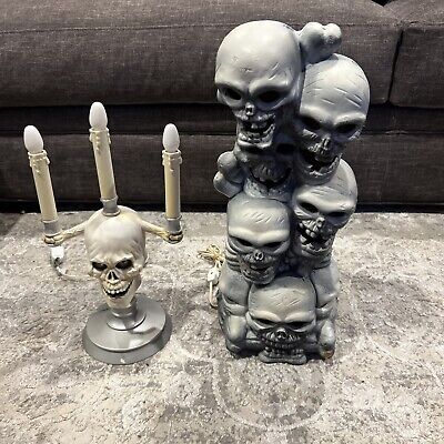 Trendmasters Skull Totem Foam Blow Mold Lamp Light Halloween 1993 Lot Candle