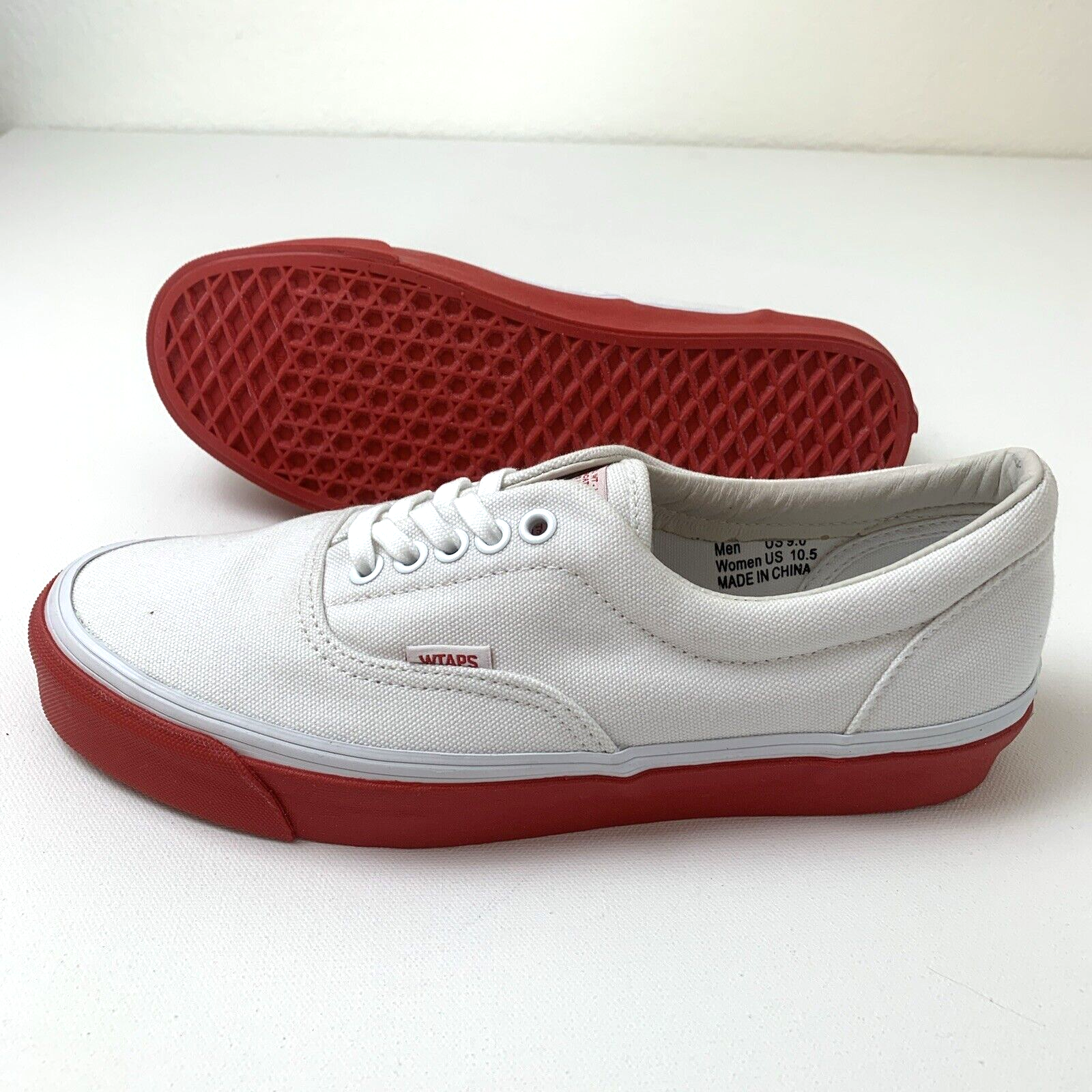 Vans Vault x WTAPS OG Era LX Mens Size 9 White With Red Vans Vault x WTAPS OG Era LX Mens Size 9 White With Red