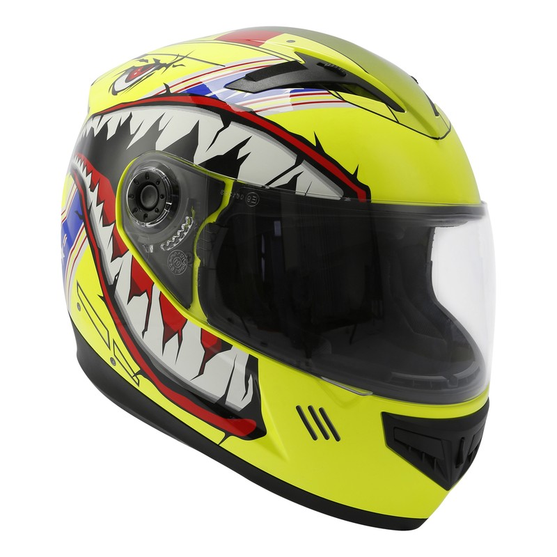 DOT Youth Motorcycle Full Face Helmet Dirt Bike Off Road Motocross Shark Yellow